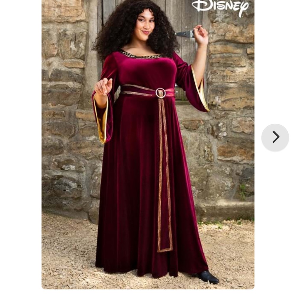 Disney Burgundy Velvet Dress with Gold Accents